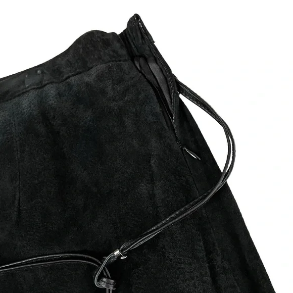 NWT Pamela McCoy Genuine Leather Western Boho Midi Skirt Black Large - Picture 8 of 15